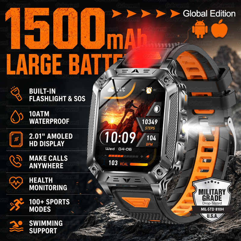 Outdoor Sport Smart Watch - New 1500mAh Military Outdoor Smartwatch For