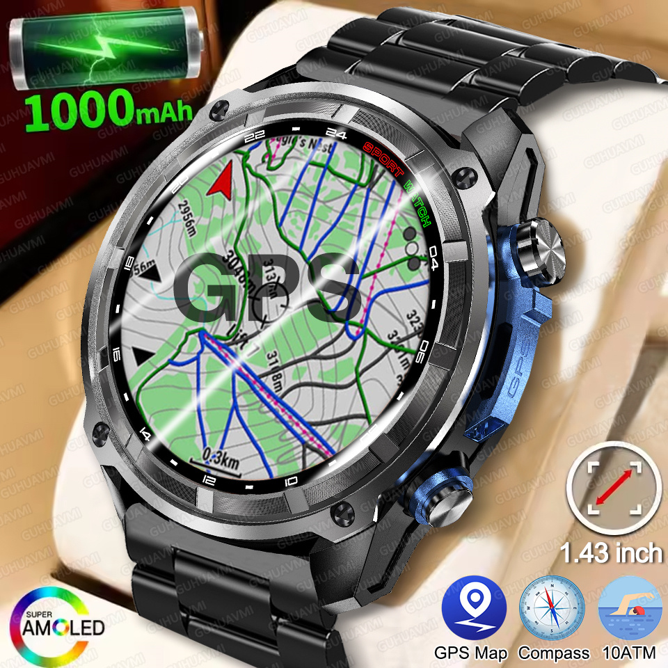 Outdoor Sport Smart Watch - T-Rex3 Pro GPS Offline Map 1000mAh