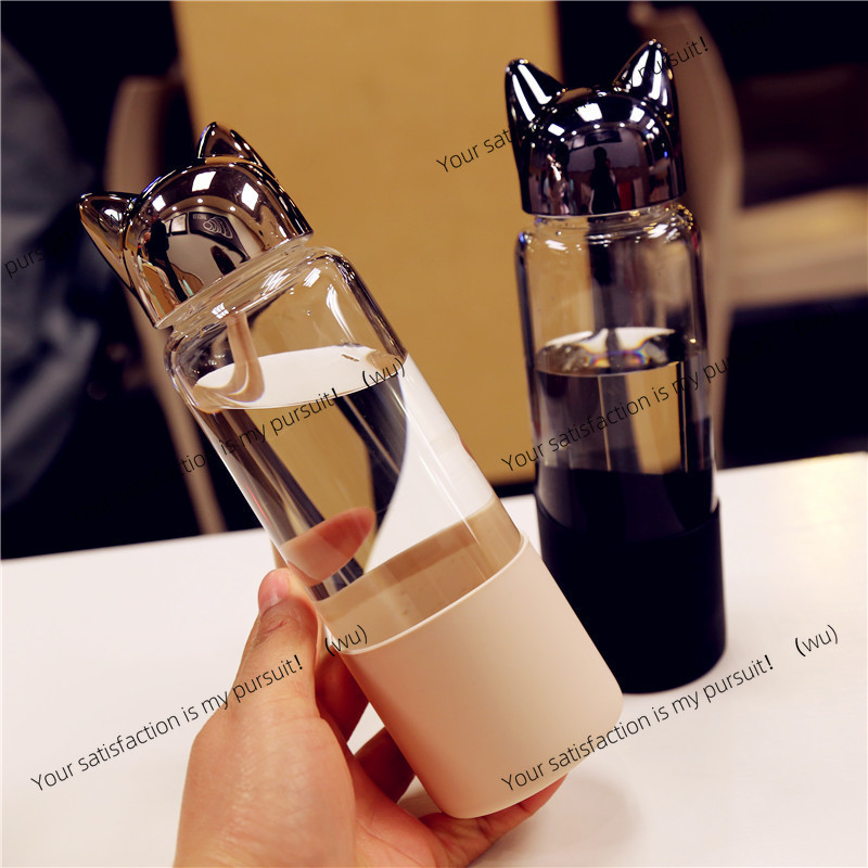 Outdoor Sport Glass Water Bottle - 350ML Portable Transparent Glass Water Bottle