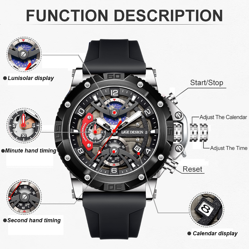 LIGE Top Brand Luxury Men Watc - Outdoor Sport Smart Watch review and price
