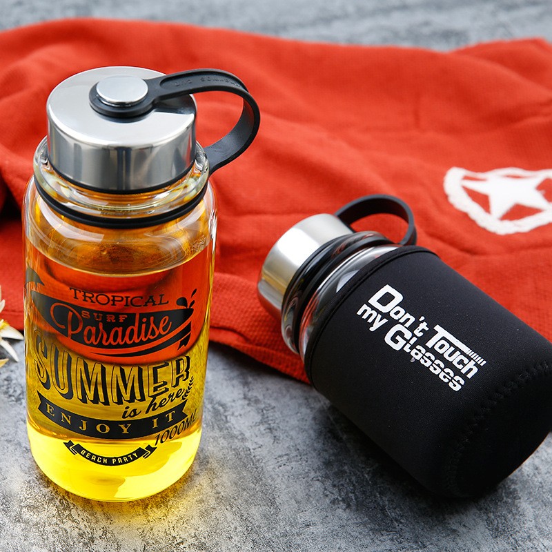 Portable 1000ml Glass Sports W - Outdoor Sport Glass Water Bottle review and price